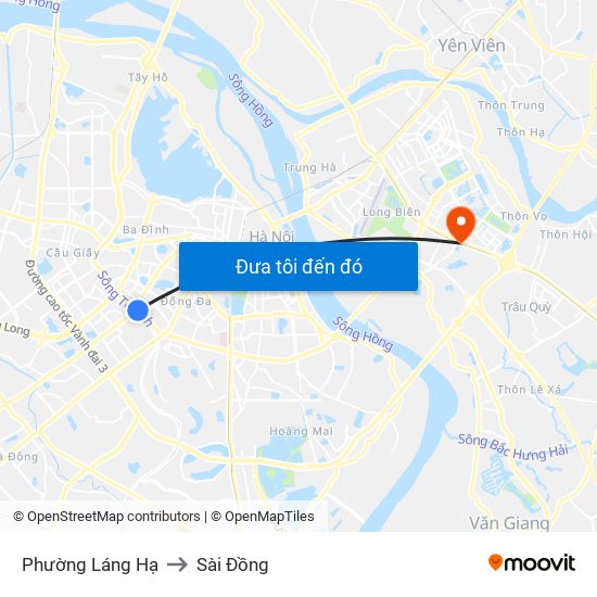 Phường Láng Hạ to Sài Đồng map