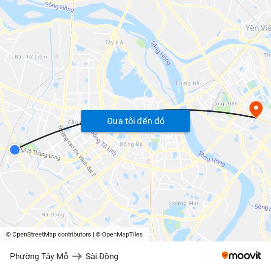 Phường Tây Mỗ to Sài Đồng map