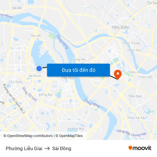 Phường Liễu Giai to Sài Đồng map