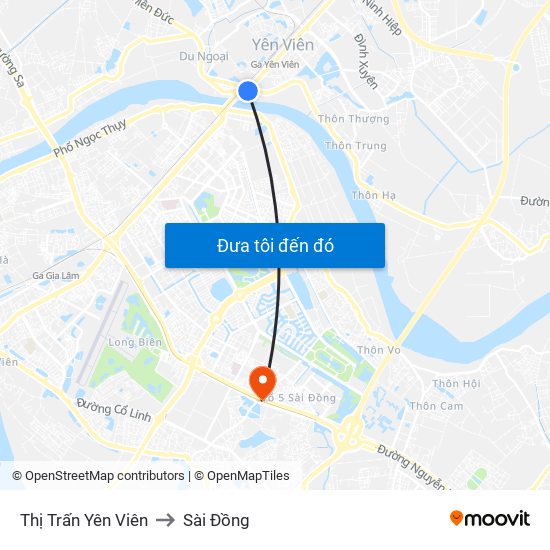 Thị Trấn Yên Viên to Sài Đồng map