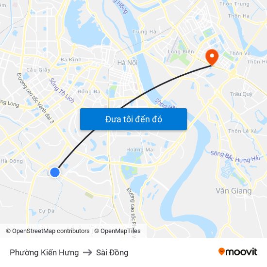 Phường Kiến Hưng to Sài Đồng map
