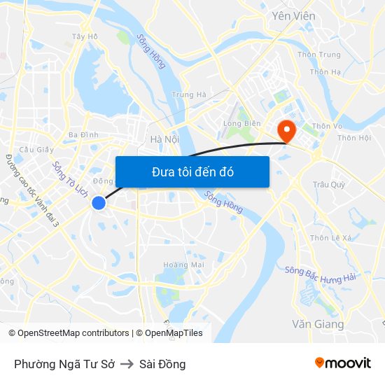 Phường Ngã Tư Sở to Sài Đồng map