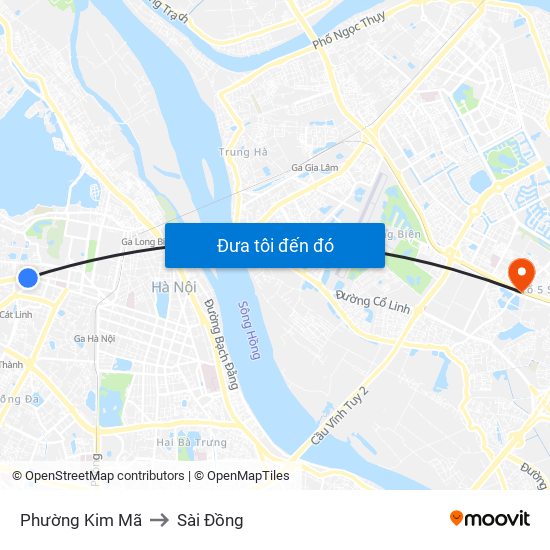 Phường Kim Mã to Sài Đồng map