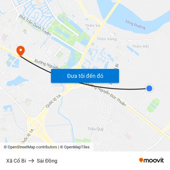 Xã Cổ Bi to Sài Đồng map