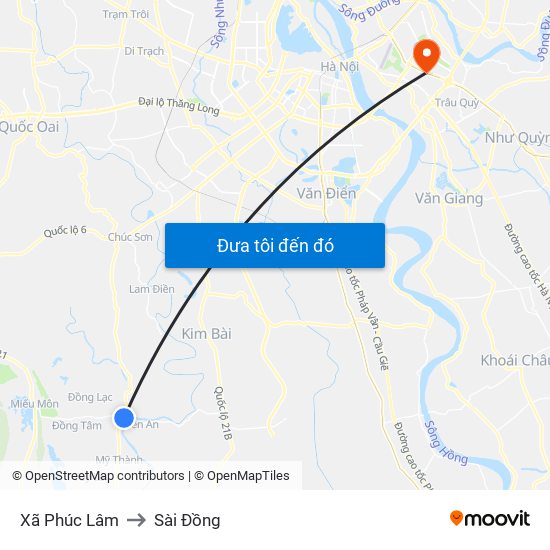 Xã Phúc Lâm to Sài Đồng map