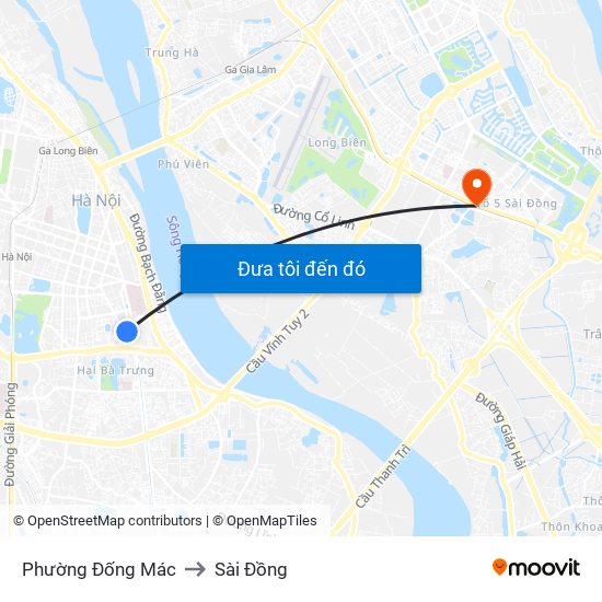 Phường Đống Mác to Sài Đồng map