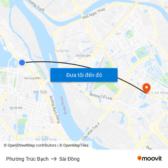 Phường Trúc Bạch to Sài Đồng map