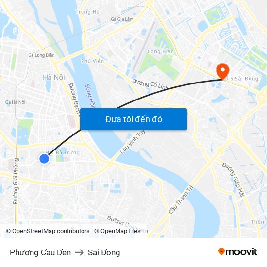 Phường Cầu Dền to Sài Đồng map
