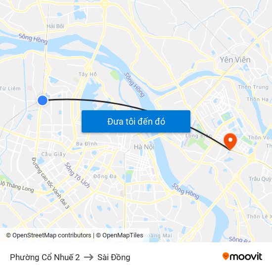 Phường Cổ Nhuế 2 to Sài Đồng map