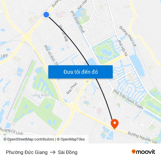 Phường Đức Giang to Sài Đồng map