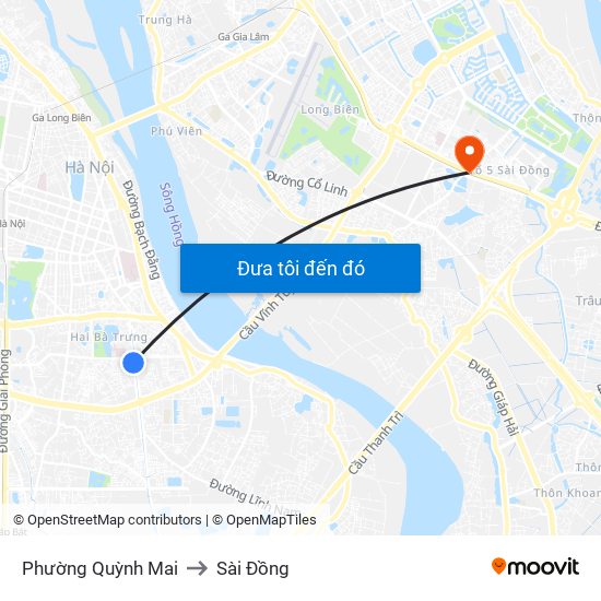 Phường Quỳnh Mai to Sài Đồng map