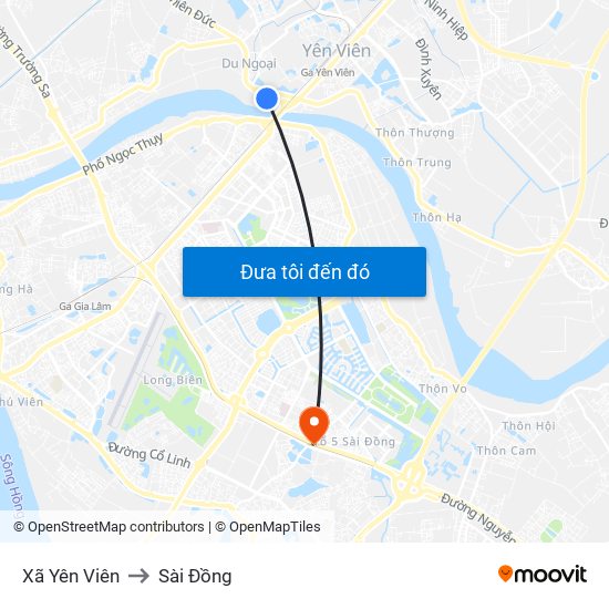 Xã Yên Viên to Sài Đồng map