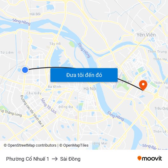 Phường Cổ Nhuế 1 to Sài Đồng map