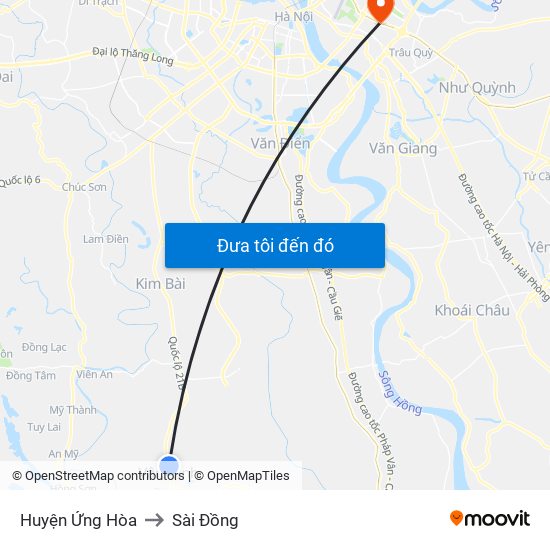 Huyện Ứng Hòa to Sài Đồng map
