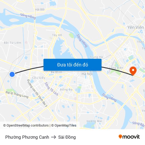 Phường Phương Canh to Sài Đồng map