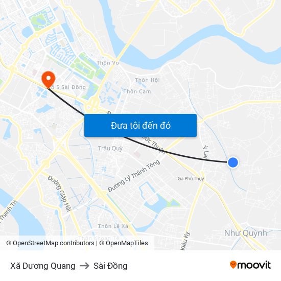 Xã Dương Quang to Sài Đồng map