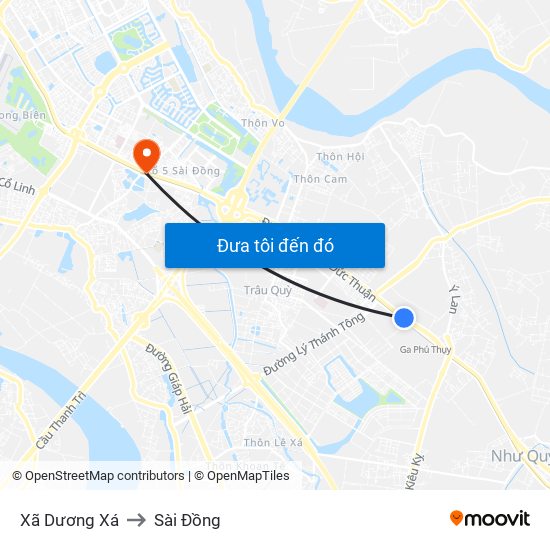 Xã Dương Xá to Sài Đồng map