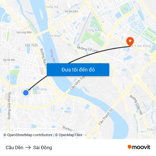 Cầu Dền to Sài Đồng map