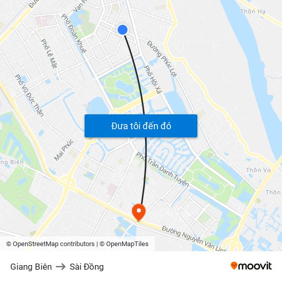 Giang Biên to Sài Đồng map