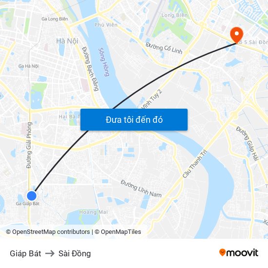 Giáp Bát to Sài Đồng map