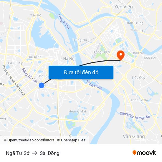 Ngã Tư Sở to Sài Đồng map