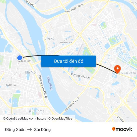 Đồng Xuân to Sài Đồng map