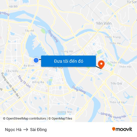 Ngọc Hà to Sài Đồng map