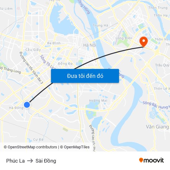 Phúc La to Sài Đồng map