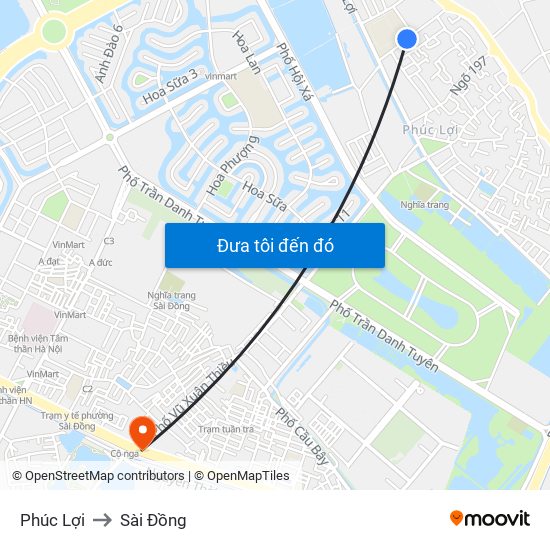 Phúc Lợi to Sài Đồng map