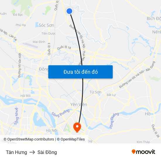 Tân Hưng to Sài Đồng map