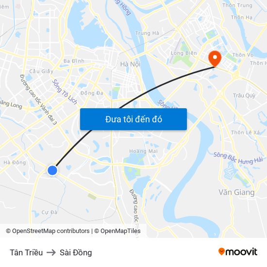 Tân Triều to Sài Đồng map