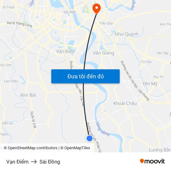 Vạn Điểm to Sài Đồng map