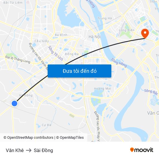 Văn Khê to Sài Đồng map