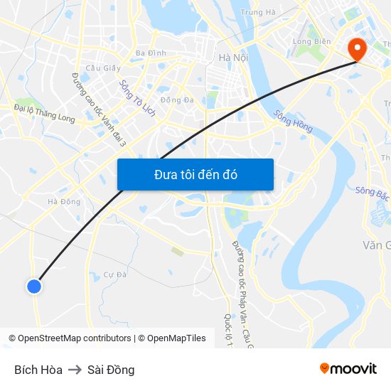 Bích Hòa to Sài Đồng map