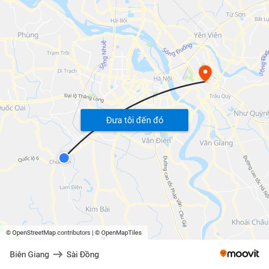 Biên Giang to Sài Đồng map