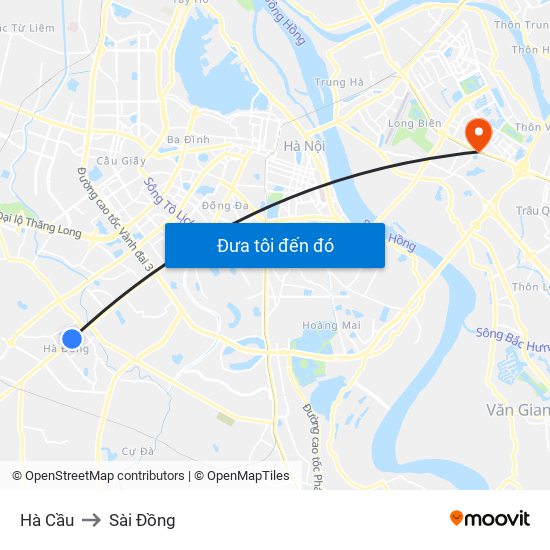 Hà Cầu to Sài Đồng map
