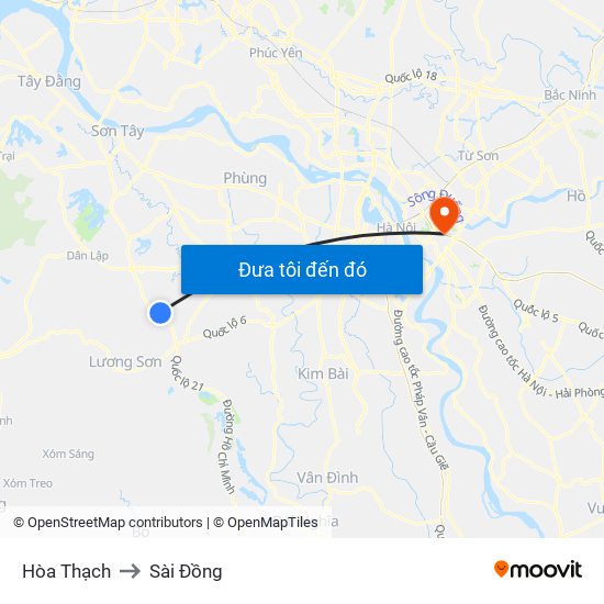 Hòa Thạch to Sài Đồng map