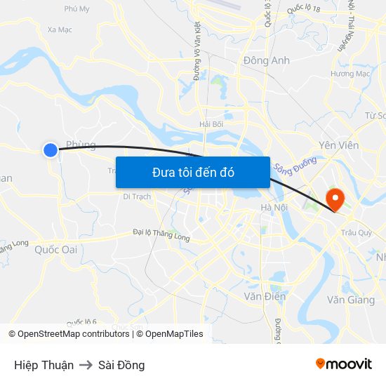 Hiệp Thuận to Sài Đồng map