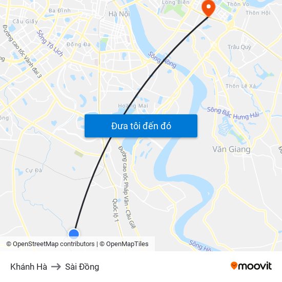Khánh Hà to Sài Đồng map