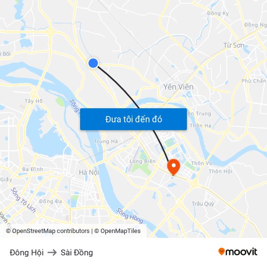 Đông Hội to Sài Đồng map