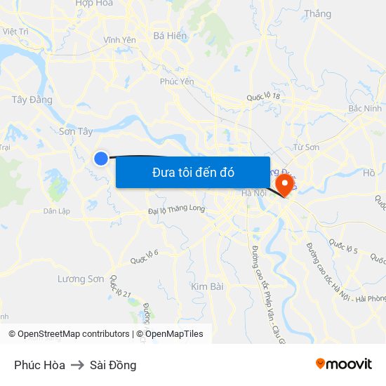 Phúc Hòa to Sài Đồng map