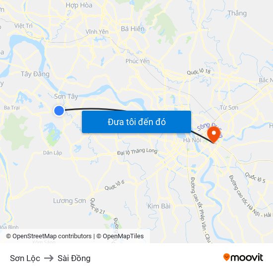 Sơn Lộc to Sài Đồng map