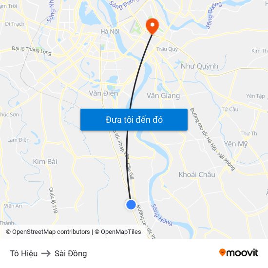 Tô Hiệu to Sài Đồng map