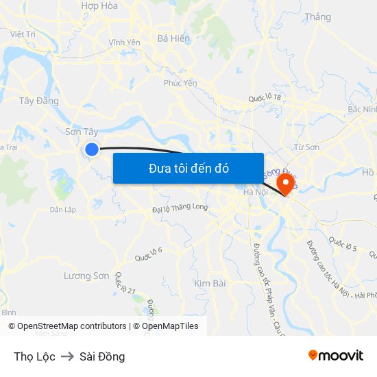 Thọ Lộc to Sài Đồng map