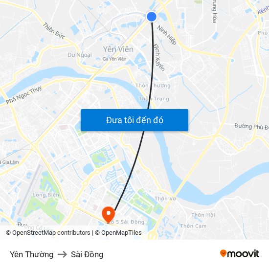 Yên Thường to Sài Đồng map