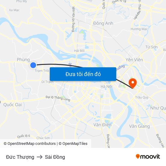 Đức Thượng to Sài Đồng map