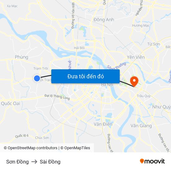 Sơn Đồng to Sài Đồng map