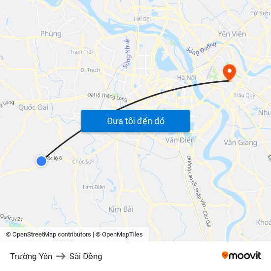 Trường Yên to Sài Đồng map