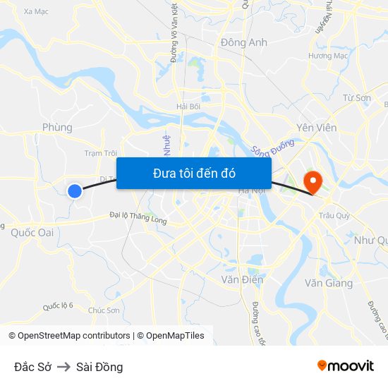 Đắc Sở to Sài Đồng map