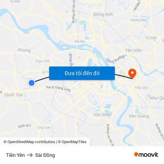 Tiền Yên to Sài Đồng map